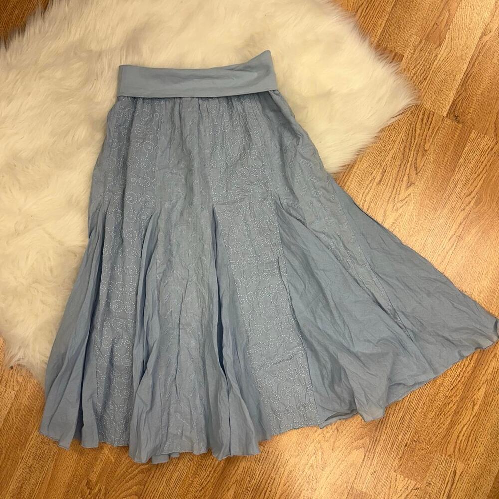 Y2k dusty blue foldover midi skirt cottage fairy